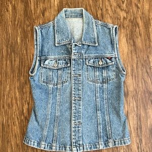 Colombian jean vest top, size S, color blue